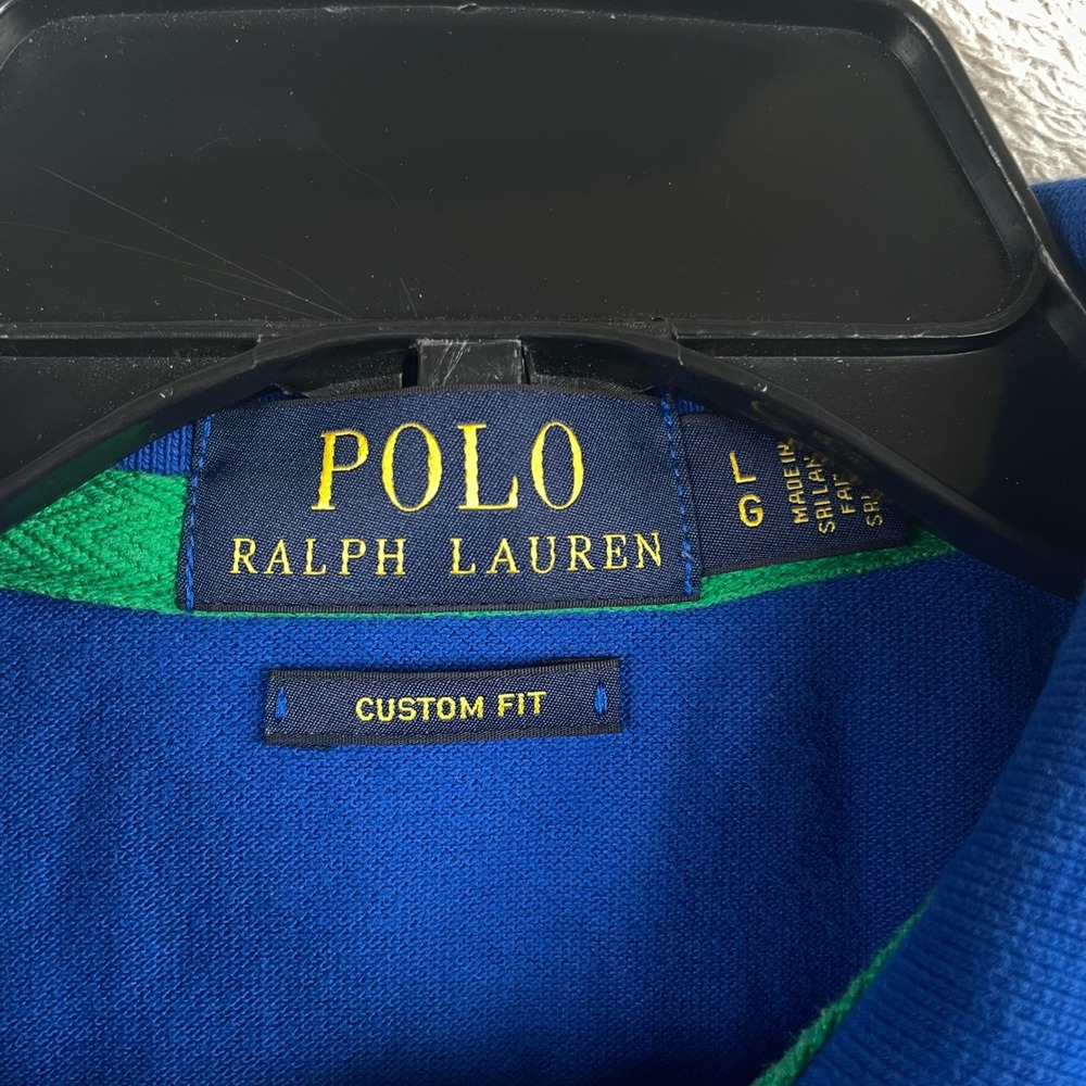 Polo Ralph Lauren Shirt Mens Large Blue Green Big Pony Custom Fit Short Sleeve - Picture 8 of 9
